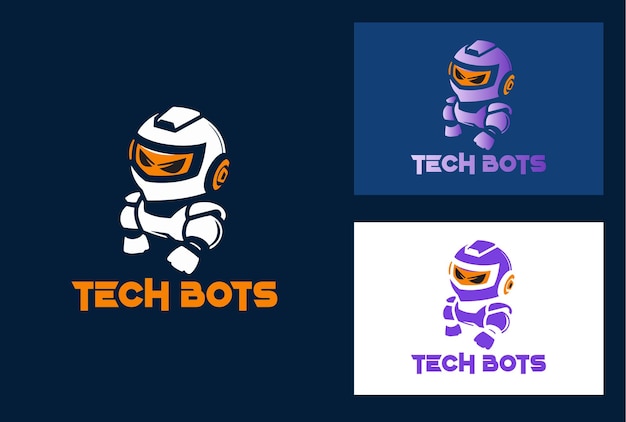 Ilustración del logotipo del icono del robot tecnológico moderno