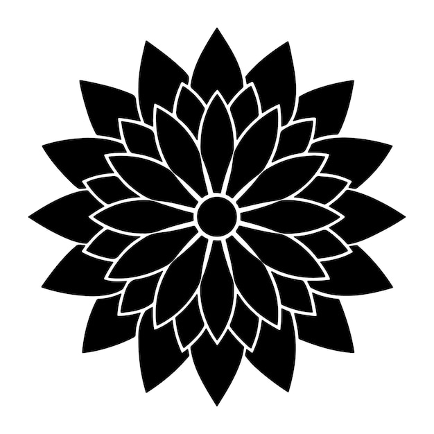 Ilustración del logotipo del icono vectorial de la flor de dalia o silueta de la flores de dalia