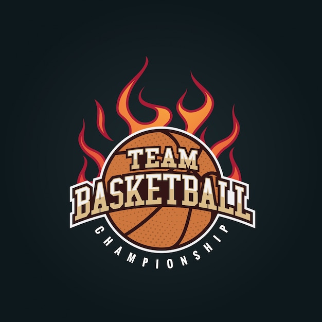 Ilustración de logotipo de insignia de baloncesto moderno