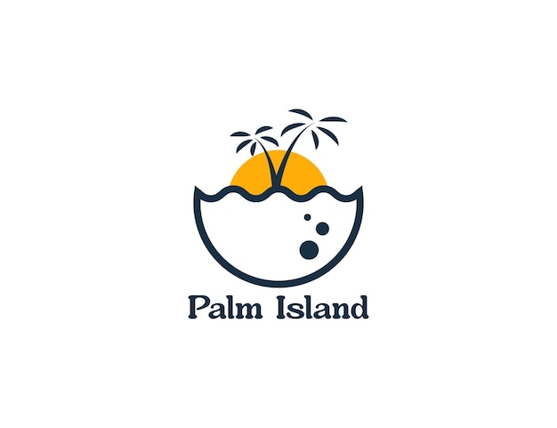 Ilustración de logotipo de isla de palmera