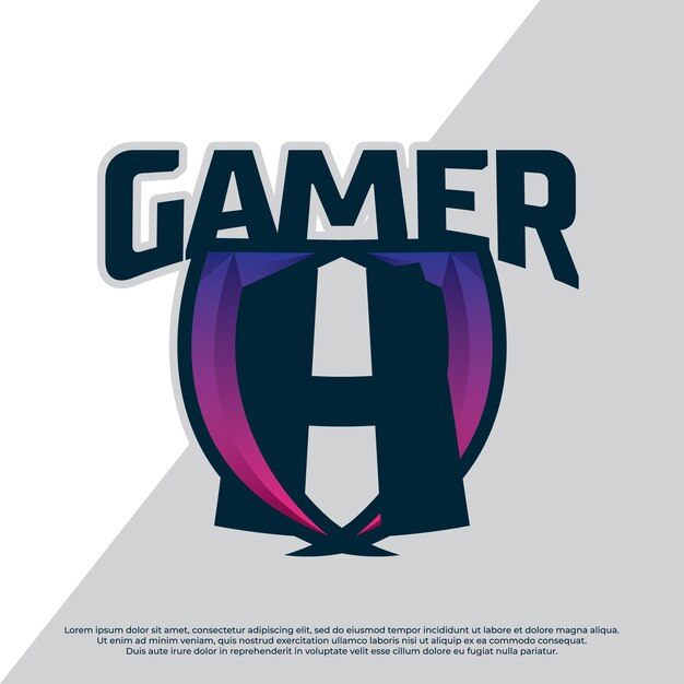Ilustración del logotipo del jugador con el alfabeto de letras Escudo abstracto de la liga de deportes Logotipo de Streamer