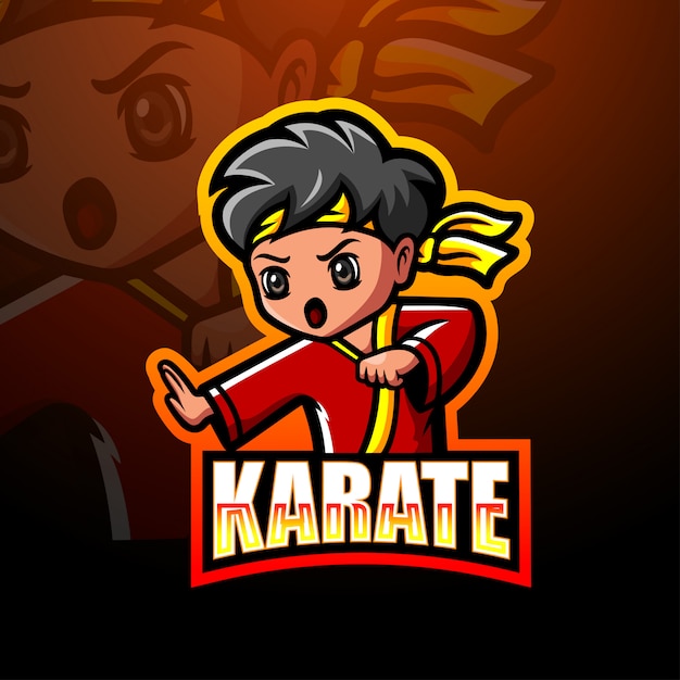 Ilustración de logotipo de karate mascota marcial esport