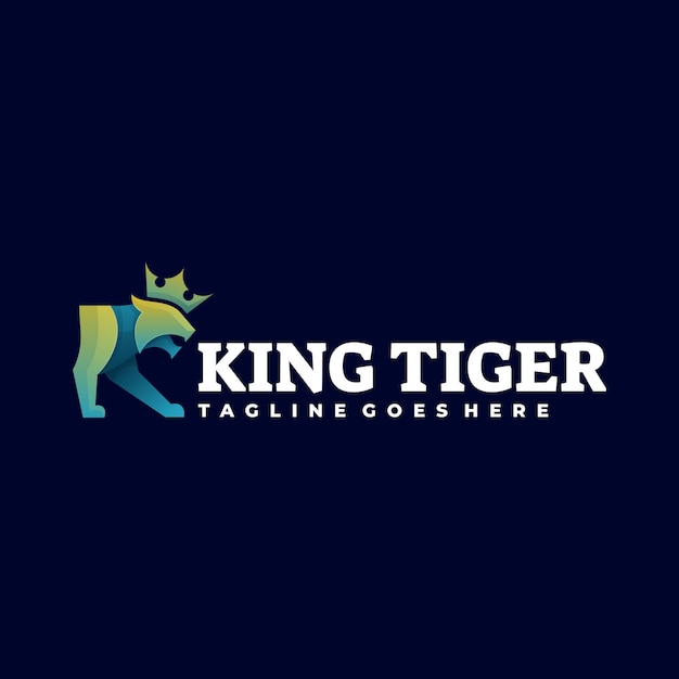 Ilustración de logotipo king tiger estilo colorido degradado.