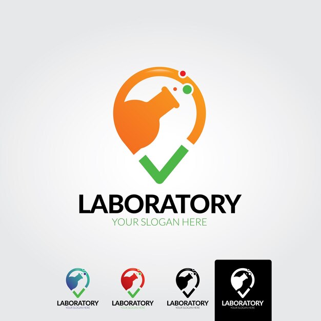 Ilustración del logotipo del laboratorio de ciencias del diseño del vector del núcleo atómico