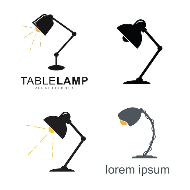Ilustración del logotipo de la lámpara de mesa vectorial