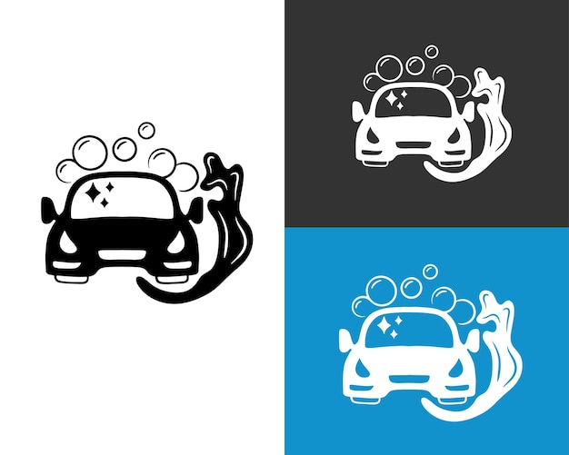 Ilustración del logotipo del lavado de coches dibujado a mano