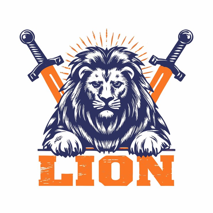 Vector ilustración del logotipo del león dibujada a mano en estilo vintage