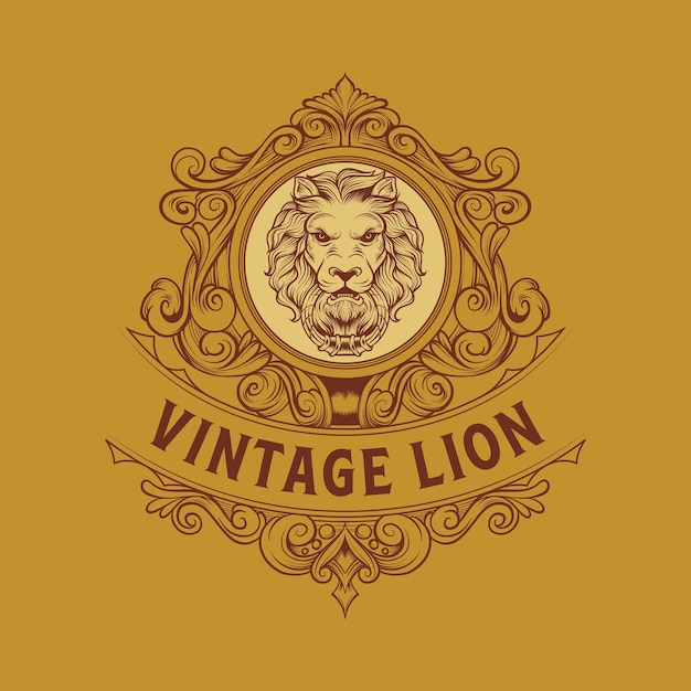 Ilustración del logotipo del león vectorial vintage