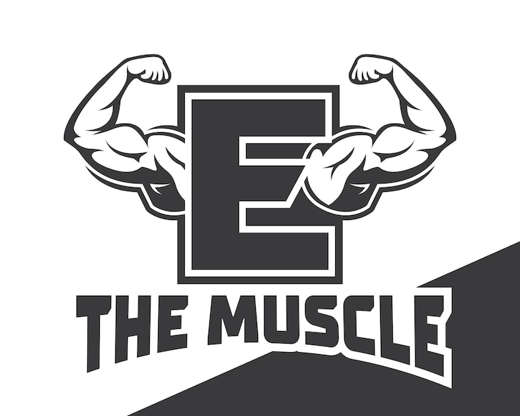 Vector ilustración del logotipo de la letra e del brazo muscular diseño de la plantilla del logotipo de fitness gym para gimnasio y club de fitness