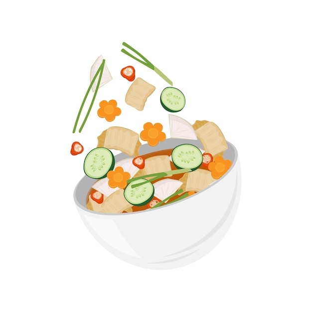 Ilustración del logotipo de levitación nabak kimchi o kimchi de agua coreano