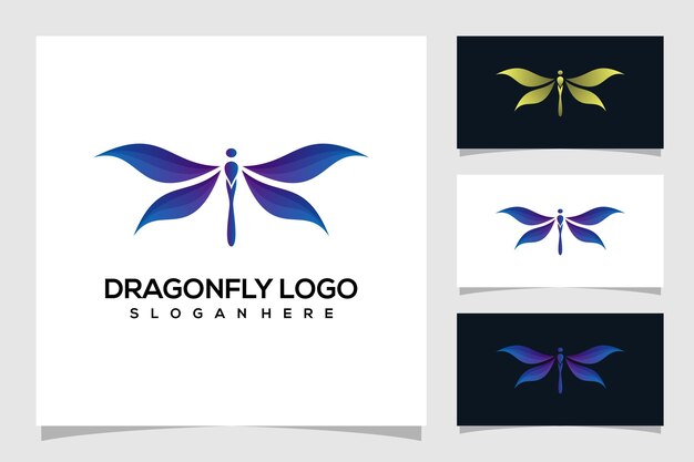 Ilustración de logotipo de libélula abstracta