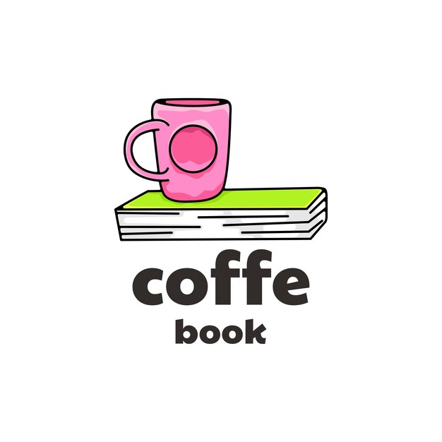 Ilustración de logotipo de libro y café