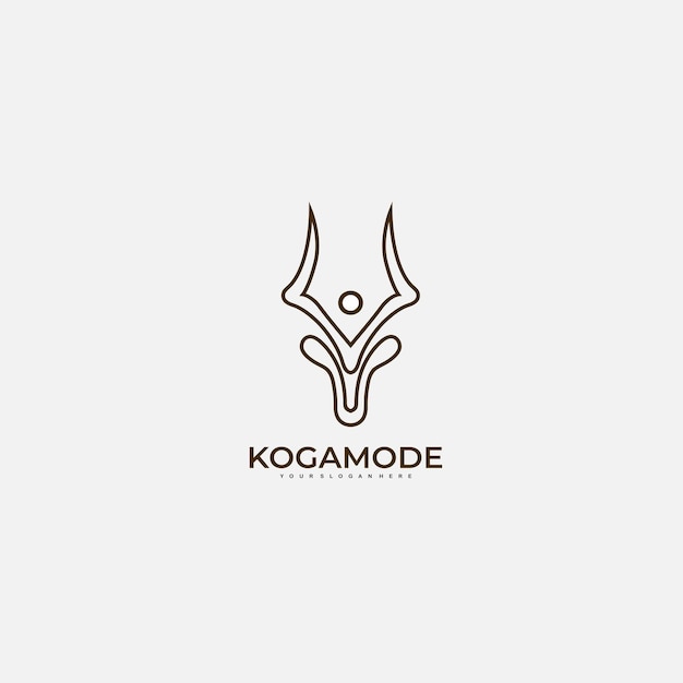 Ilustración de logotipo de línea de arte de diseño de antílope