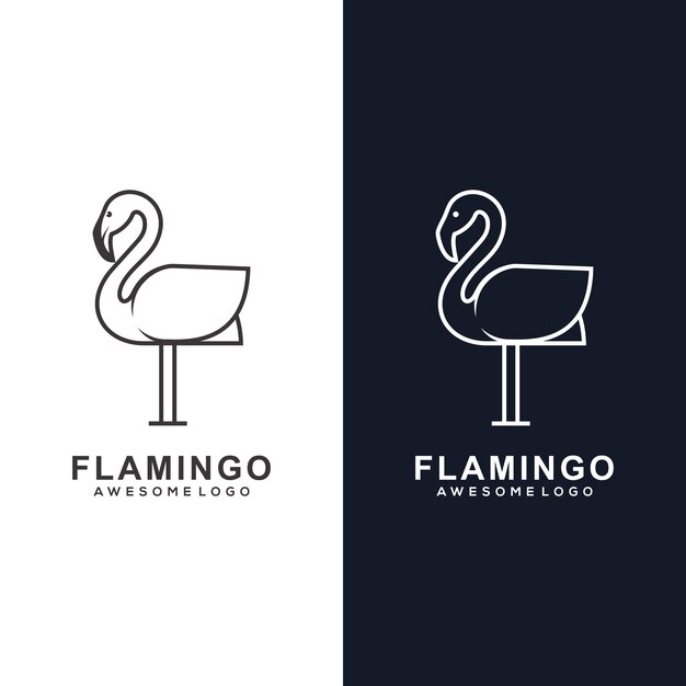 Ilustración de logotipo de línea de flamenco de lujo en color dorado para la empresa