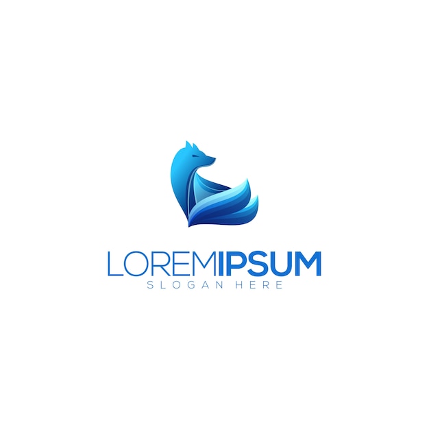 Ilustración de logotipo de lobo azul
