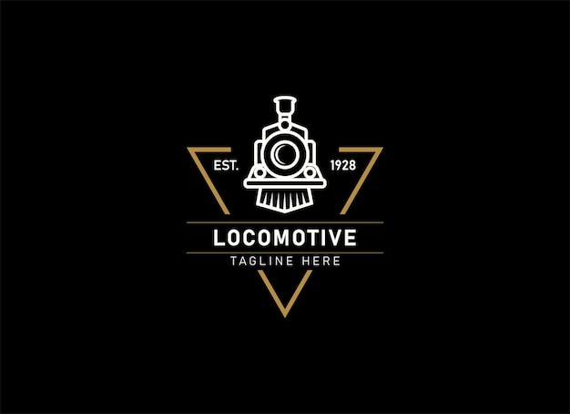 Ilustración del logotipo de locomotora, emblema de estilo vintage