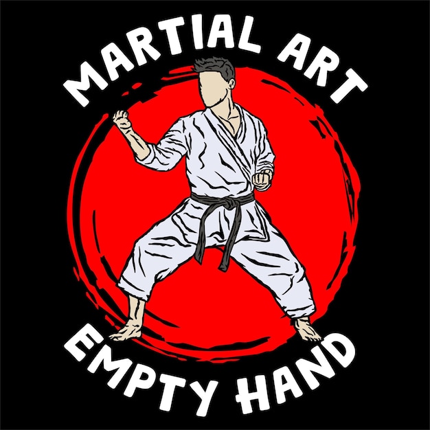 Ilustración del logotipo del luchador de karate, cartel de camiseta, diseño de mercancía