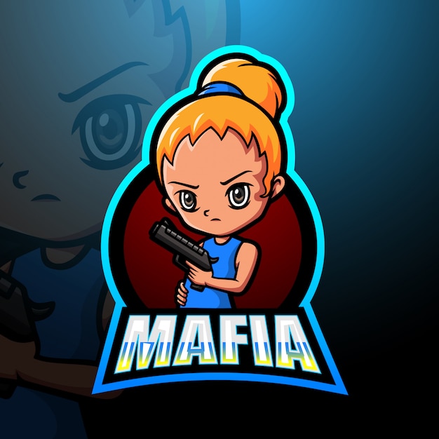 Vector ilustración de logotipo de mafia chica mascota esport