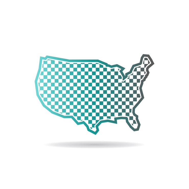 Vector ilustración del logotipo del mapa de estados unidos a cuadros