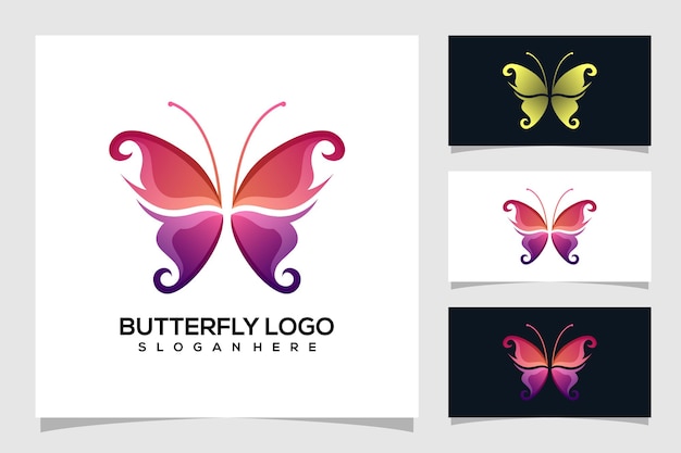 Ilustración de logotipo de mariposa abstracta