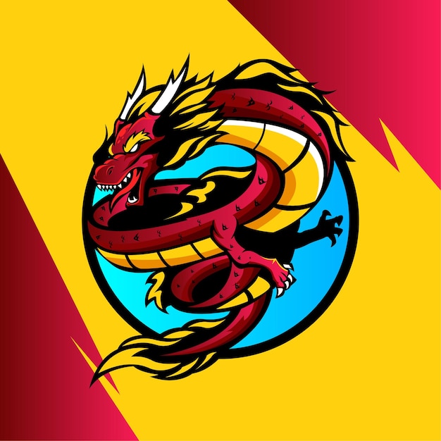 Ilustración del logotipo de la mascota asian dragon esport
