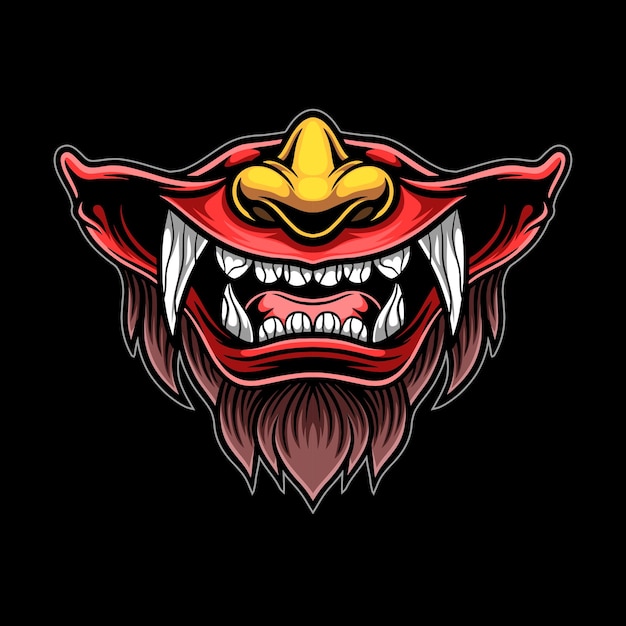 Ilustración del logotipo de la mascota demoníaca japonesa