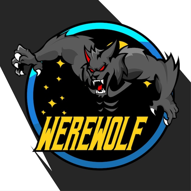 Ilustración del logotipo de la mascota del hombre lobo esport