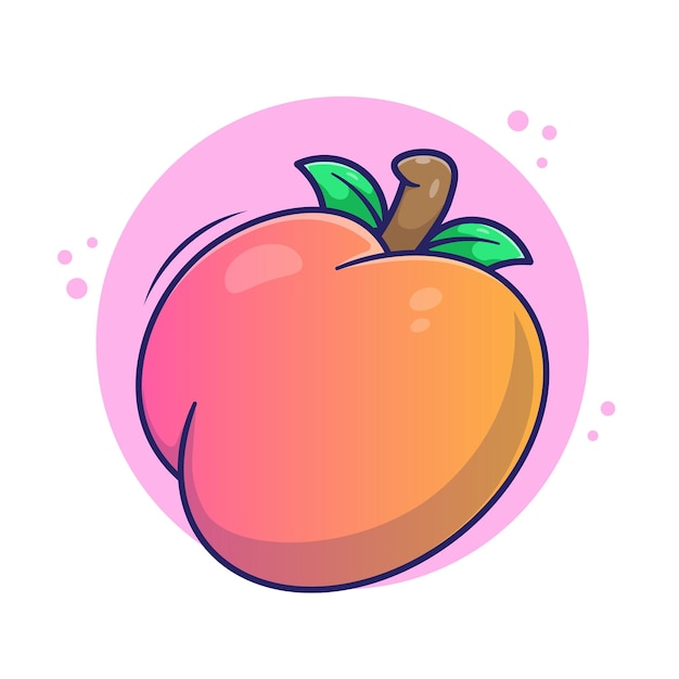 Ilustración de logotipo de la mascota del icono de la fruta del melocotón dulce dibujada a mano con un concepto de color simple