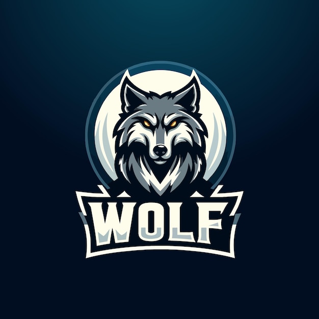 Ilustración del logotipo de la mascota lobo diseño de logotipo vectorial simple