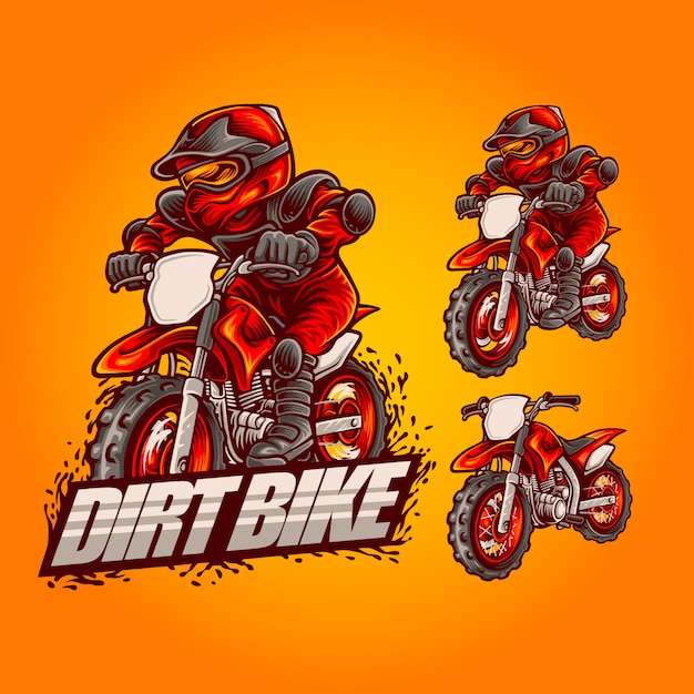 Ilustración de logotipo de mascota de moto de tierra en conjunto