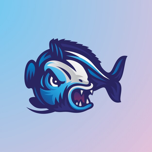 Ilustración de logotipo de mascota de pescado