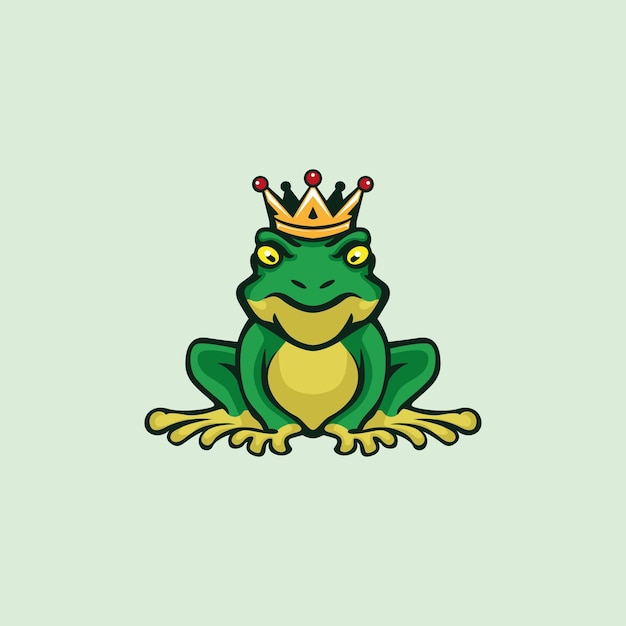 Vector ilustración del logotipo de la mascota del rey rana con una corona