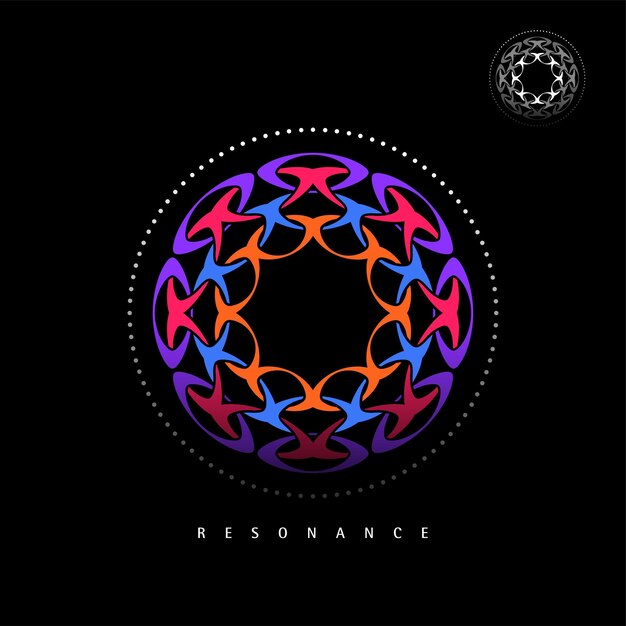 Ilustración del logotipo de la música y el vector de resonancia