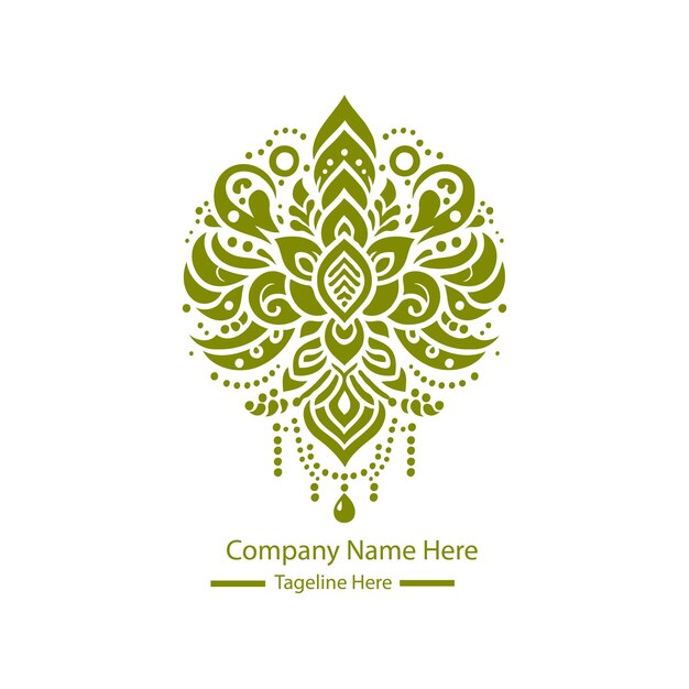 una ilustración de logotipo negro de ornamento de mehndi con fondo blanco