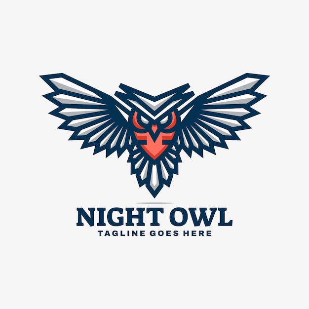 Ilustración de logotipo Night Owl estilo simple mascota.