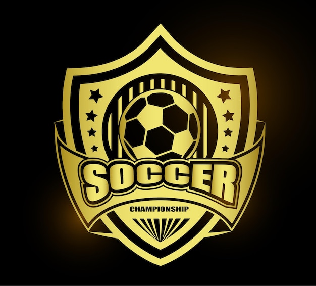 Ilustración del logotipo o símbolo de fútbol dorado