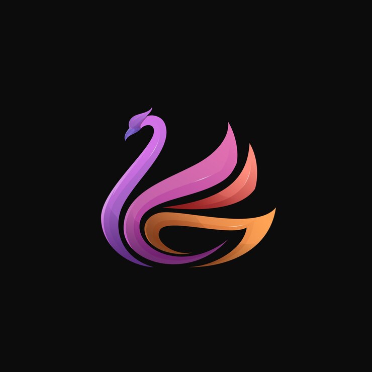 Vector ilustración de logotipo de pájaro moderno colorido degradado de cisne