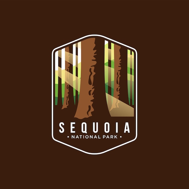 Vector ilustración del logotipo del parche del parque nacional sequoia sobre fondo oscuro