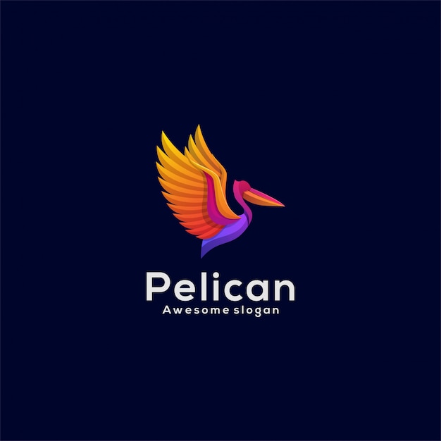 Ilustración de logotipo Pelican estilo colorido degradado.