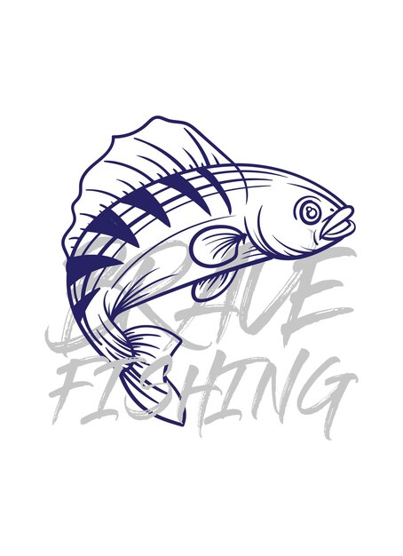 Ilustración de logotipo de pesca dibujada a mano grunge con texto valiente y pesca
