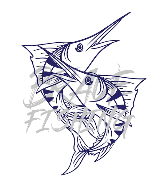Ilustración de logotipo de pesca dibujada a mano grunge con texto valiente y pesca