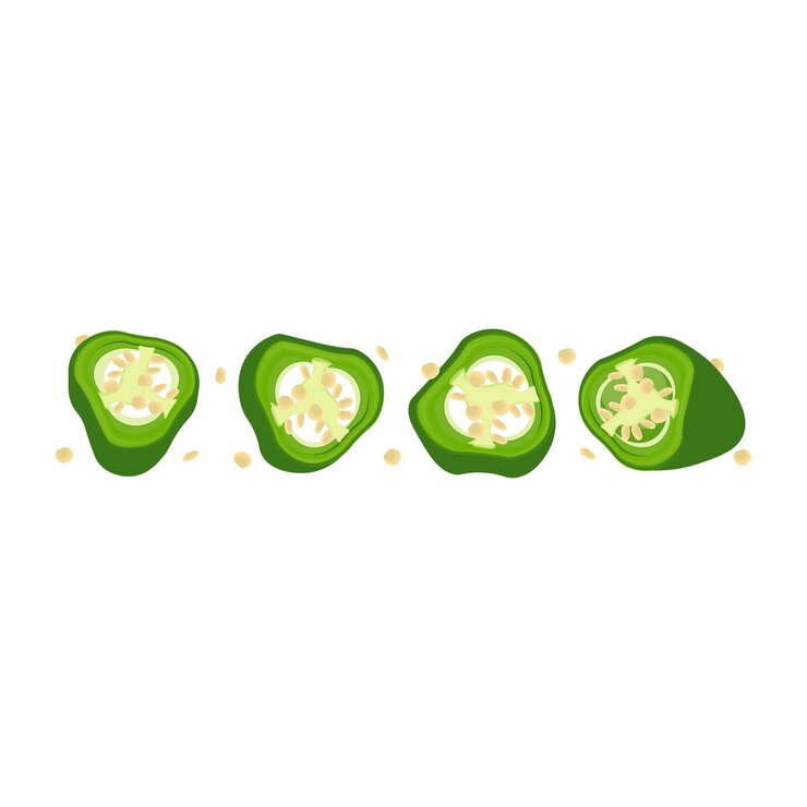 Ilustración del logotipo de los pimientos jalapeno verdes en rodajas