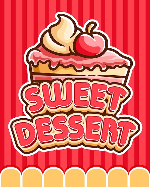 Vector ilustración del logotipo del postre dulce de la torta de la rebanada