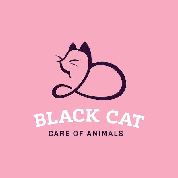 ilustración de logotipo profesional moderno diseño de emblema de mascota de gato en fondo rosa