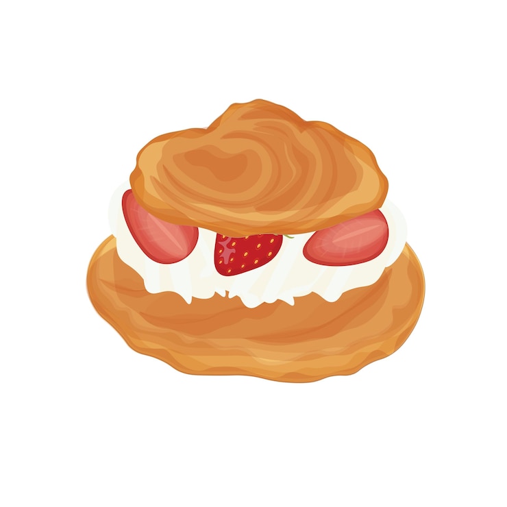 Ilustración del logotipo Profiterole choux con crema y fresa