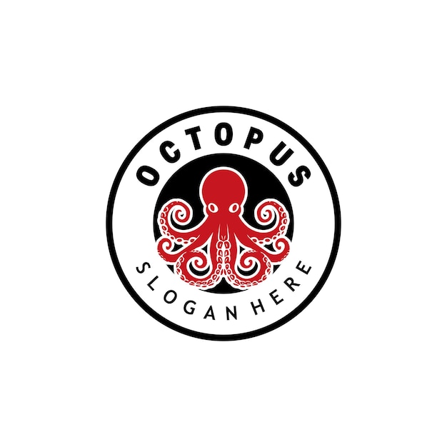Ilustración del logotipo del pulpo plantilla de diseño