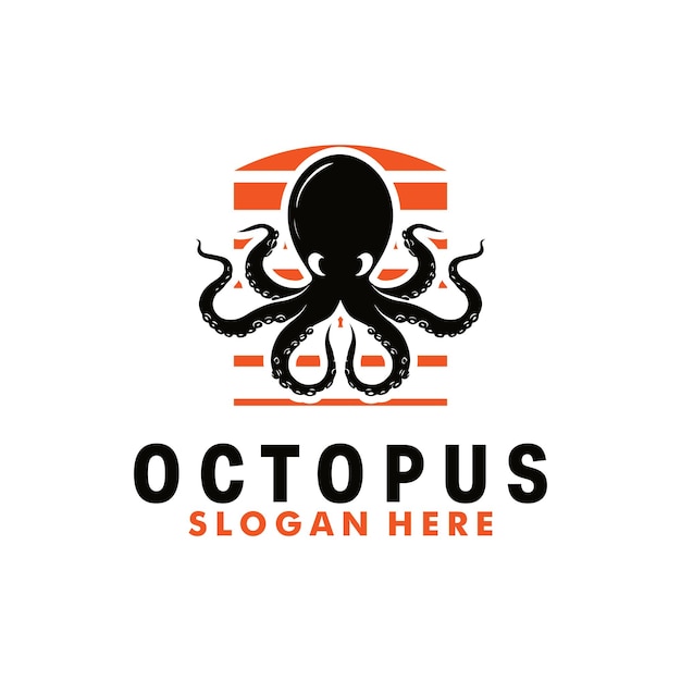 Ilustración del logotipo del pulpo plantilla de diseño