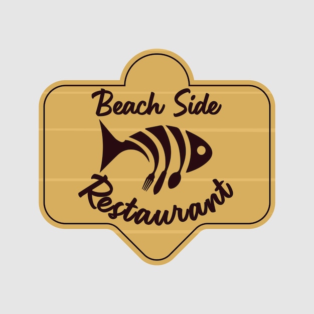 Ilustración de logotipo de restaurante junto a la playa