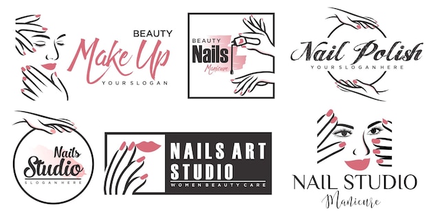 Ilustración de logotipo de salón de uñas de belleza