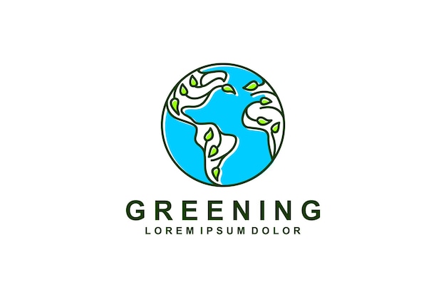 Ilustración del logotipo de salvar nuestra tierra plantando árboles en el bosque